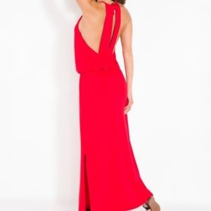 Red Blouson Maxi Dress